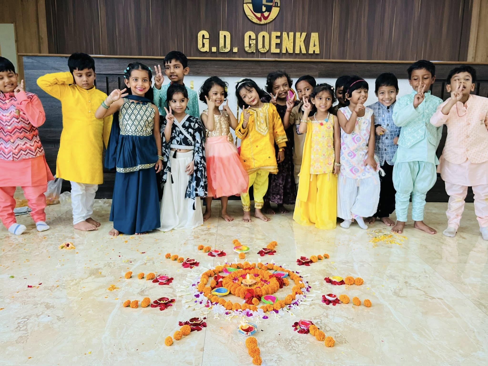 Pre-Primary Flower Rangoli Making and Diwali celebration at GD Goenka School, Dhanbad
